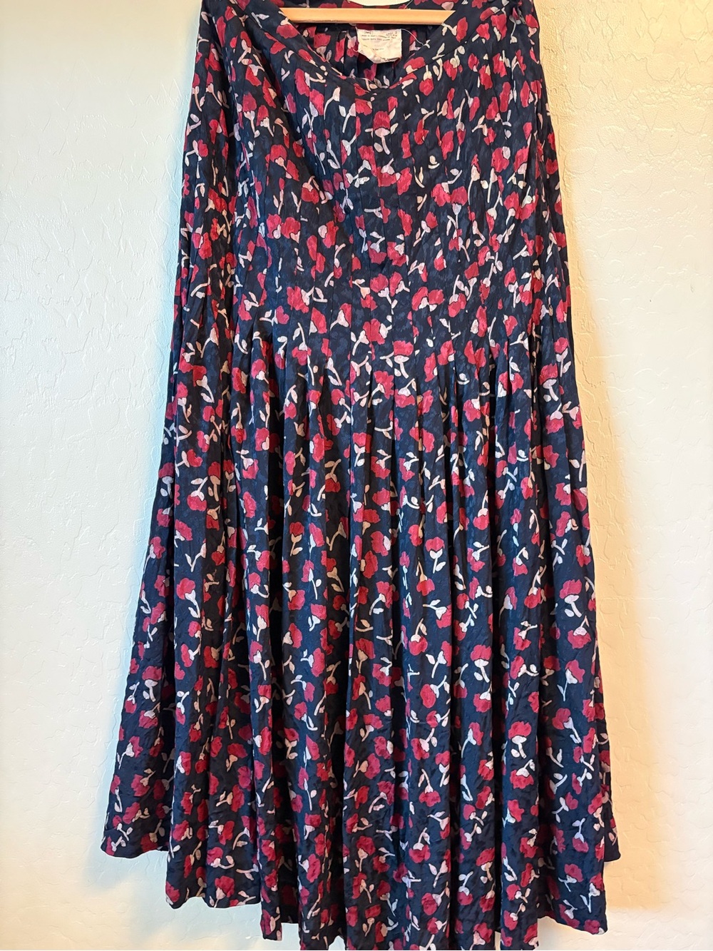 Valentino Navy Circle Skirt with Pink and White Floral Print